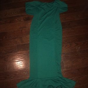 emerald green midi mermaid dress